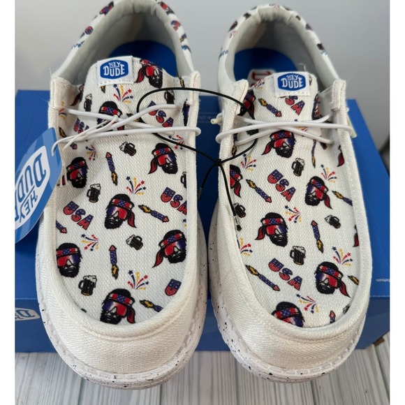 Hey Dude Other - Hey Dude Wally Funk Americana Party Mens Shoes White USA Slip On Comfort Size 11